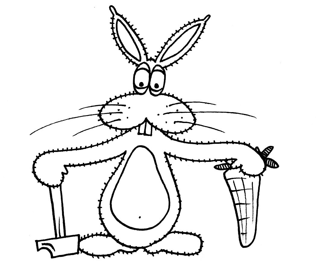 Un lapin, son marteau et sa carotte, par Monsieur Lapin